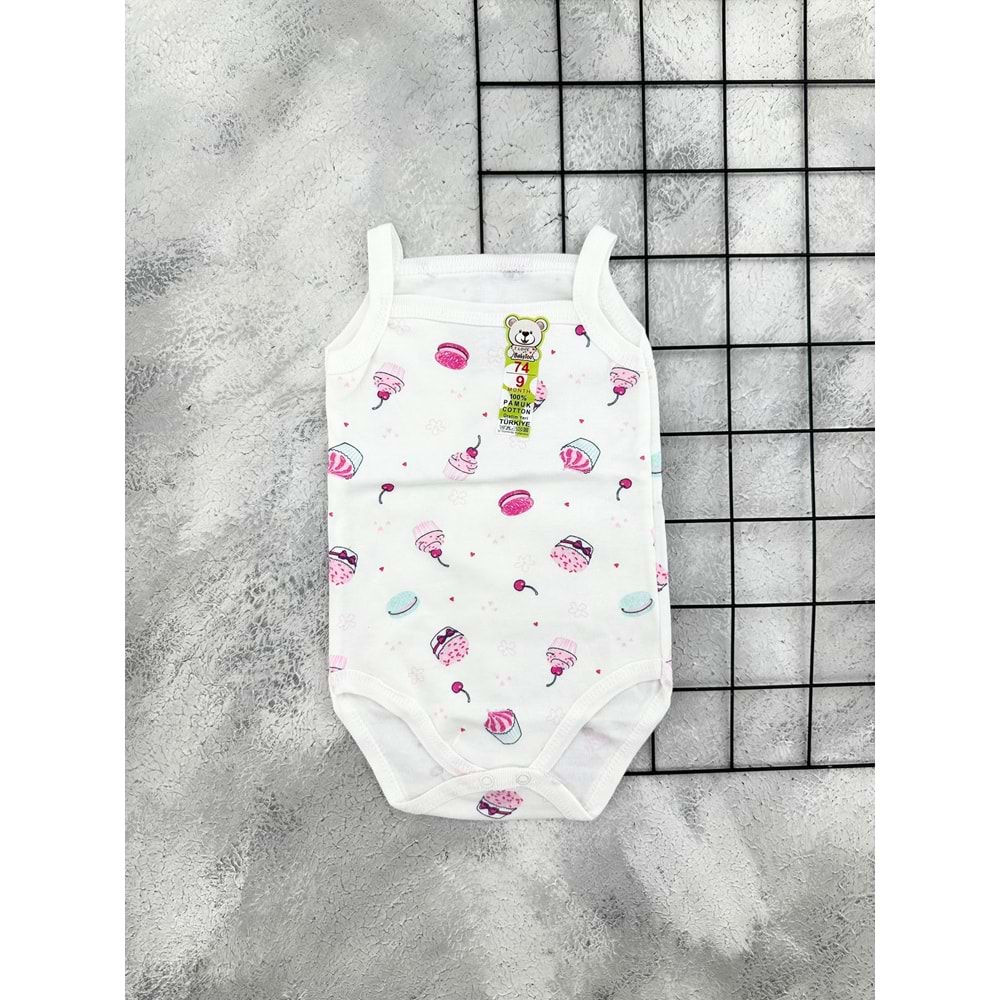 BABYTOO 7307 CUPCAKE İP ASKI ÇITÇITLI BADİ - KREM - 0 AY