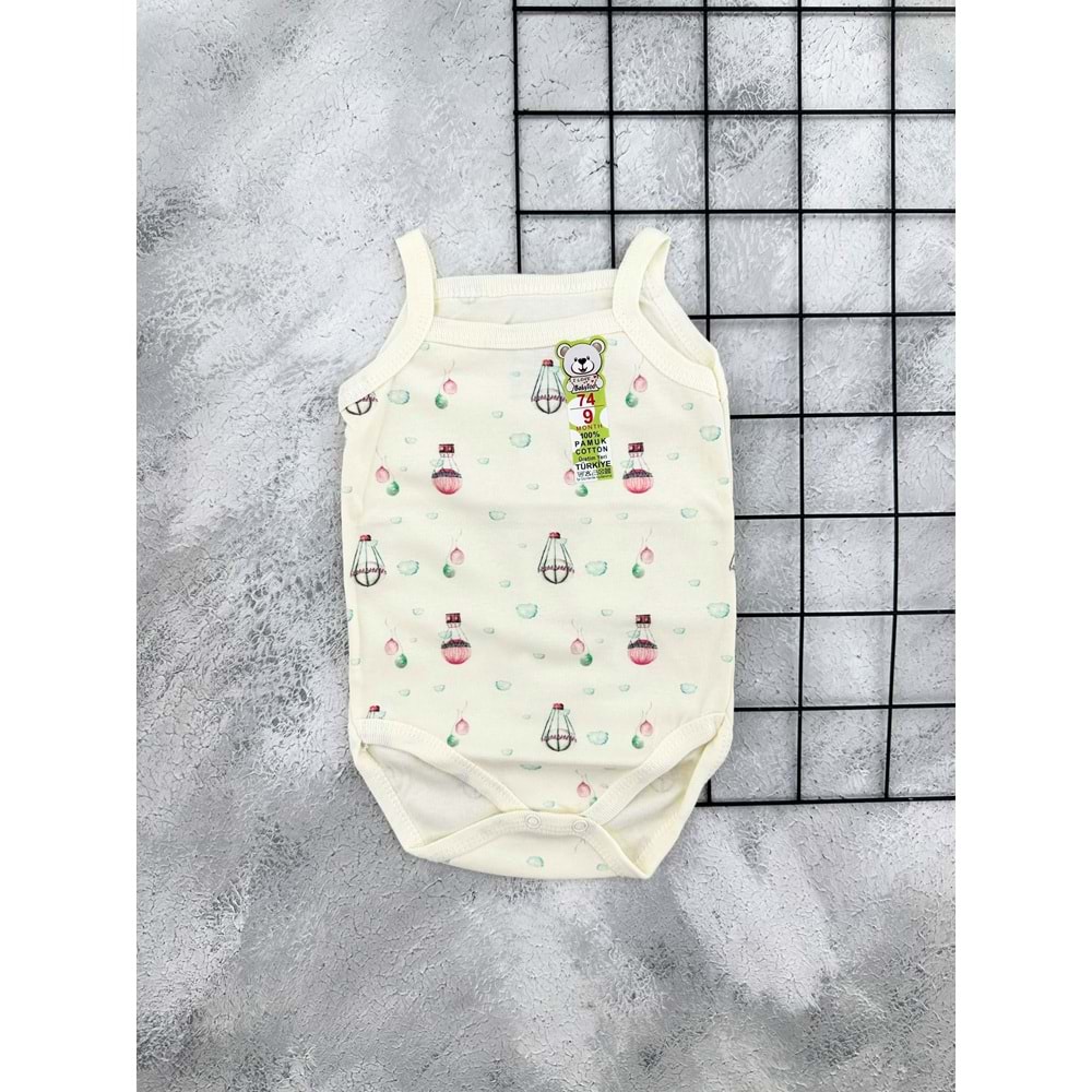 BABYTOO 7355 UÇAN BALON İP ASKI ÇITÇITLI BADİ - BEJ - 0 AY