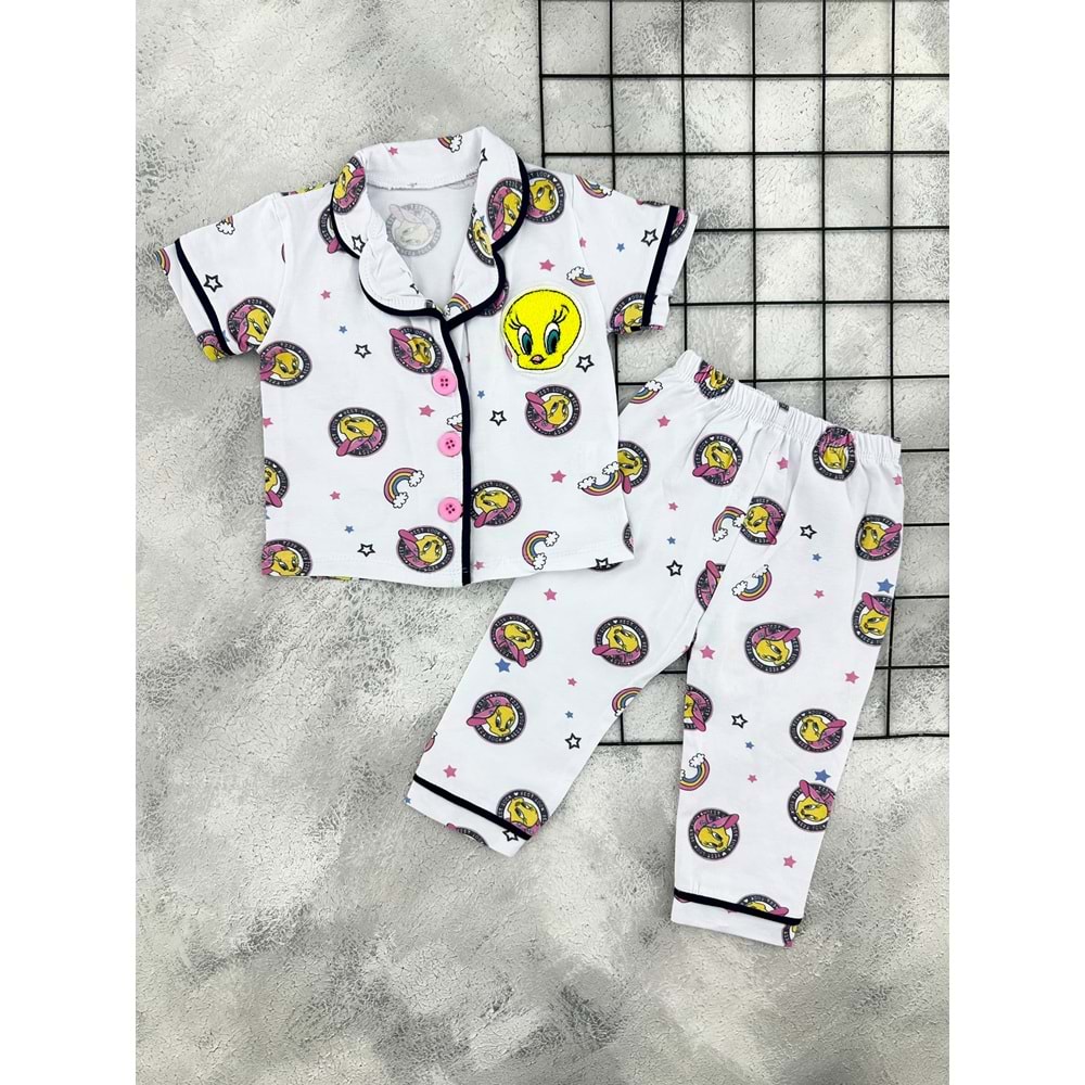 POLİFONİ 4060 TWETTY ARMA DESEN PİJAMA TAKIM - BEYAZ - 3 YAŞ