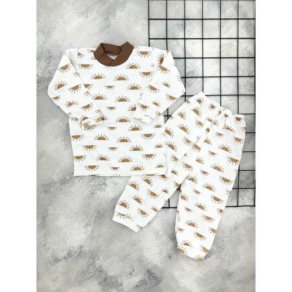 GONCA 838 GÜNEŞ BASKILI PİJAMA TAKIM - KAHVE - 6 YAŞ