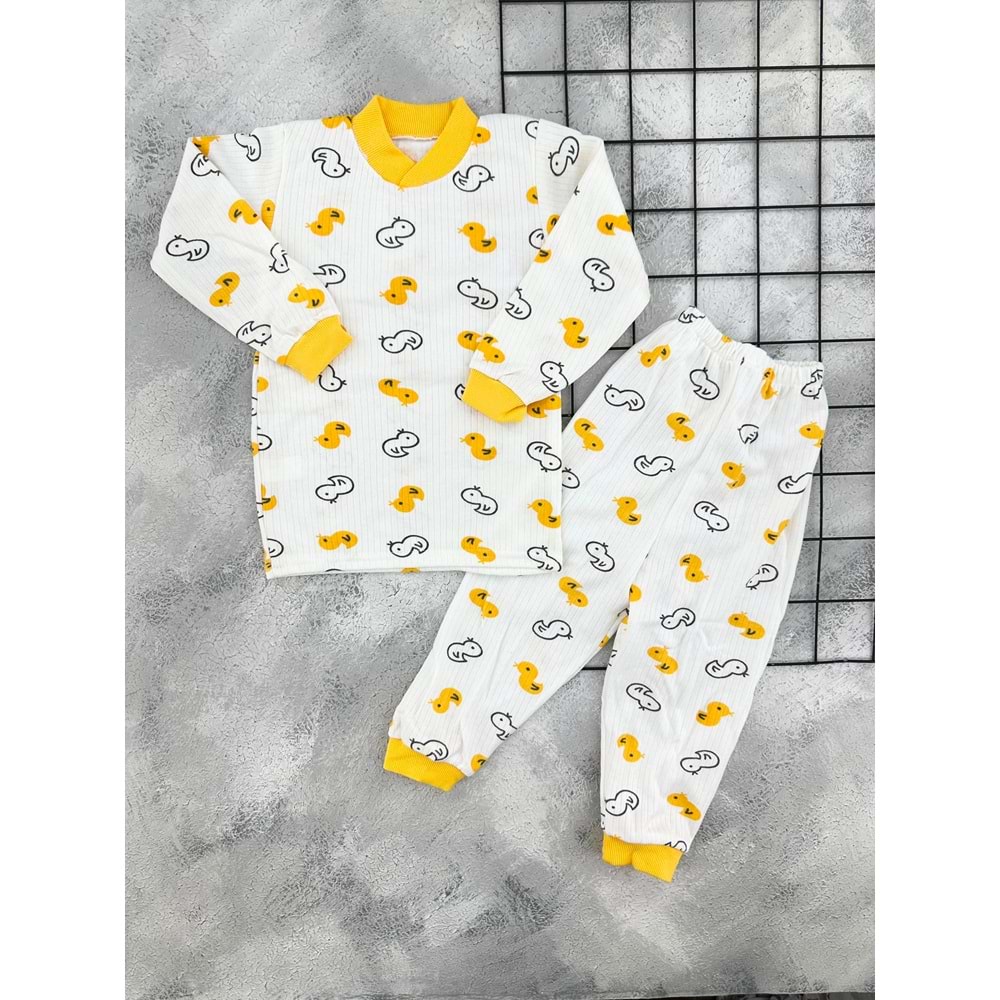 GONCA 838 CİVCİV DESEN PİJAMA TAKIM - SARI - 6 YAŞ