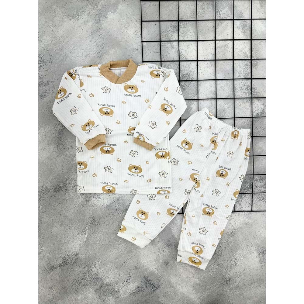 GONCA 838 AYICIK DESEN PİJAMA TAKIM - KAHVE - 5 YAŞ