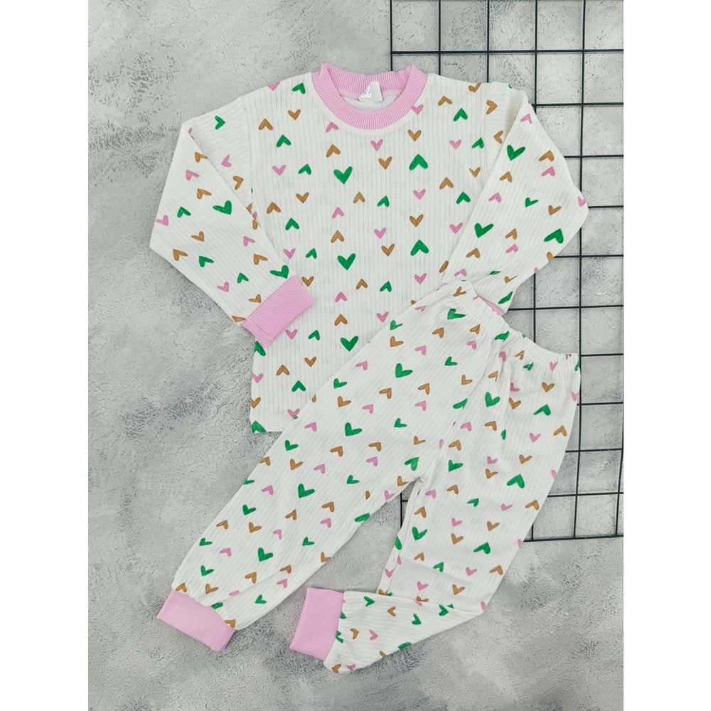 ÇUM ÇUM 2990 KALP BASKILI PİJAMA TAKIM - PEMBE - 6 YAŞ