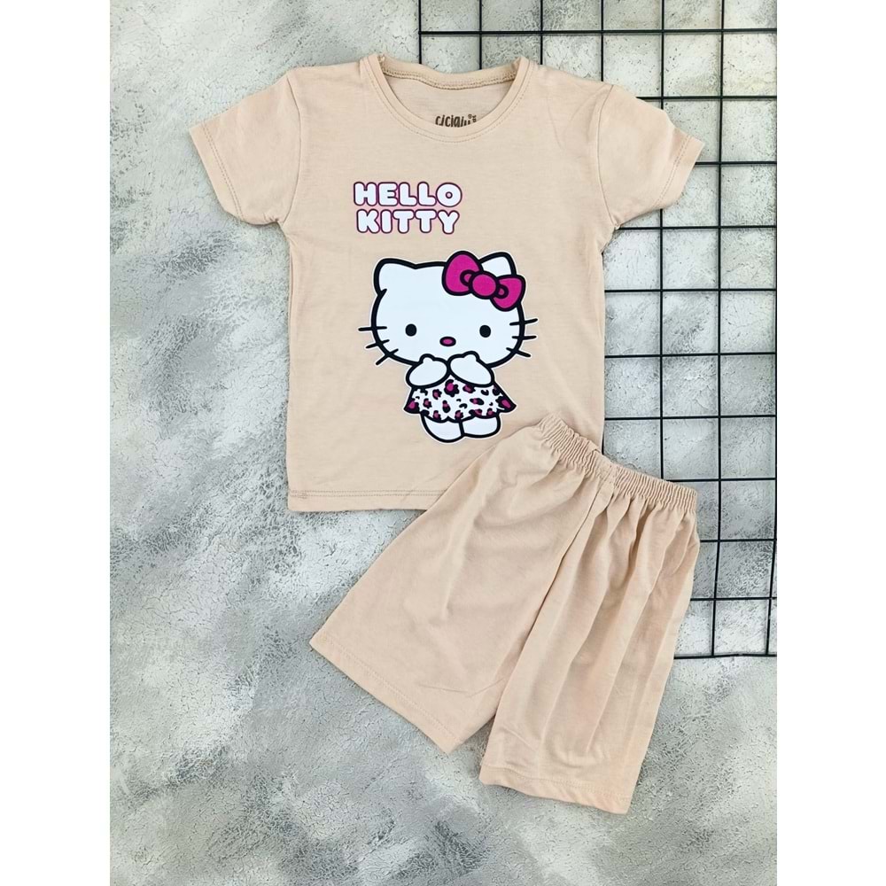 KESKİNCAN 9093 HELLO KİTTY ŞORT TAKIM - BEJ - 4 YAŞ