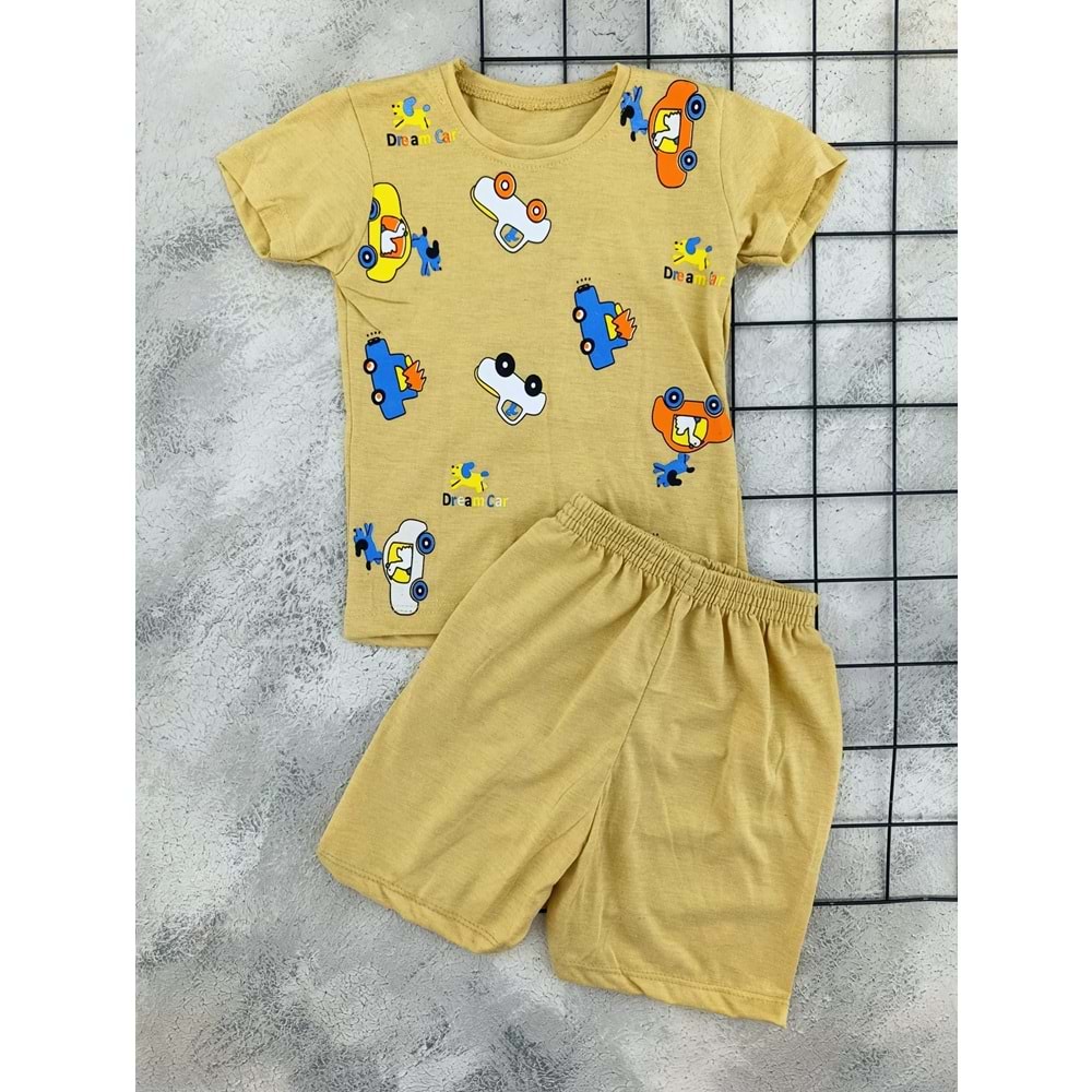 KESKİNCAN 9094 ARABALAR ŞORT TAKIM - SÜTLÜ KAHVE - 4 YAŞ