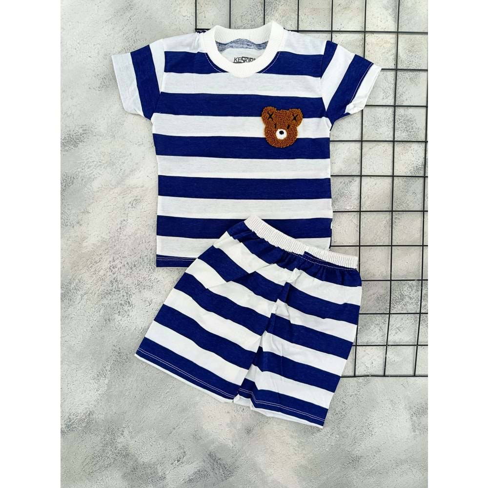 KESKİNCAN 9089 SÜZENE AYI ÇİZGİLİ ŞORT TAKIM - LACİ - 5 YAŞ
