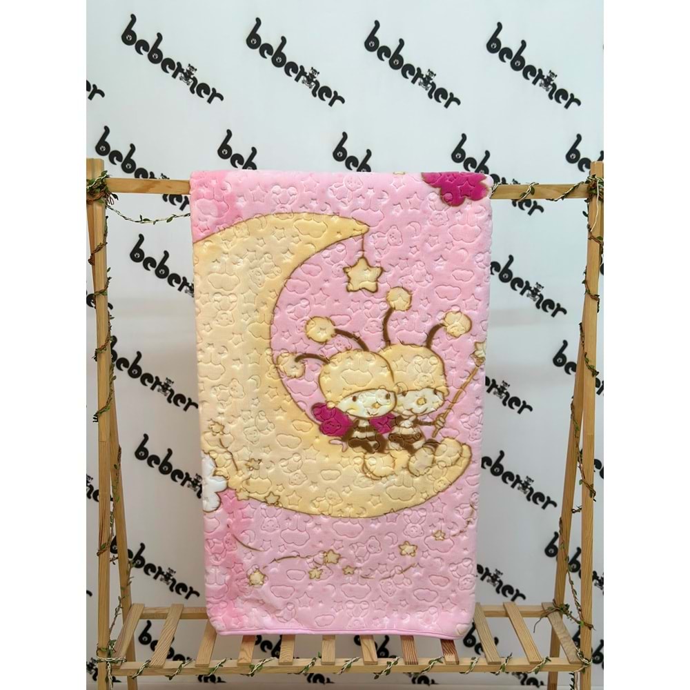 MERİNOS ARI KARDEŞ KABARTMALI BATTANİYE - PEMBE