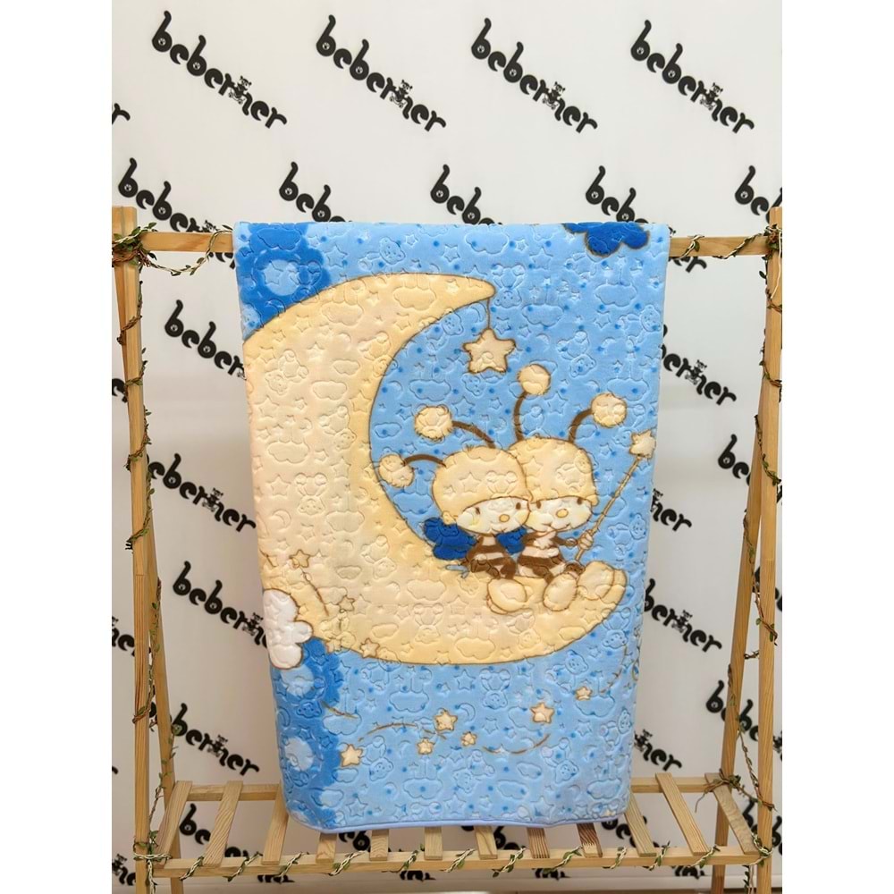 MERİNOS ARI KARDEŞ KABARTMALI BATTANİYE - MAVİ