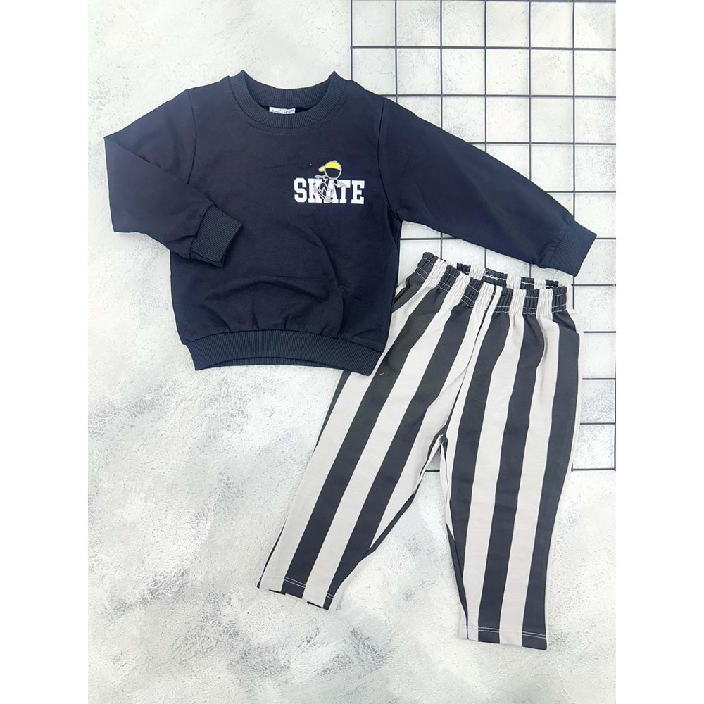 JUNİOR 26831 SKATE BASKILI MEVSİMLİK TAKIM - SİYAH - 1 YAŞ
