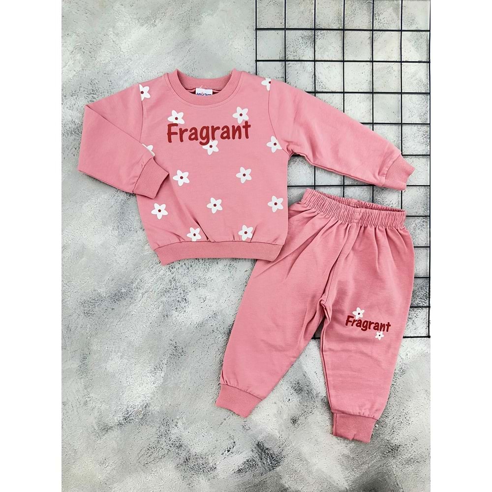 JUNİOR 26750 FRAGRANT ÇİÇEK BASKILI MEVSİMLİK TAKIM - PEMBE - 1 YAŞ
