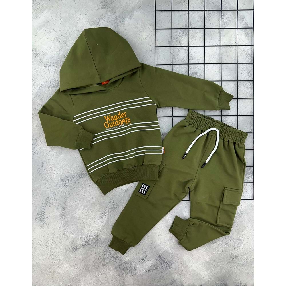 YAVRUCAK 5061 ÇİZGİLİ WANDER OUTDOORS BASKILI MEVSİMLİK TAKIM - YEŞİL - 6 YAŞ
