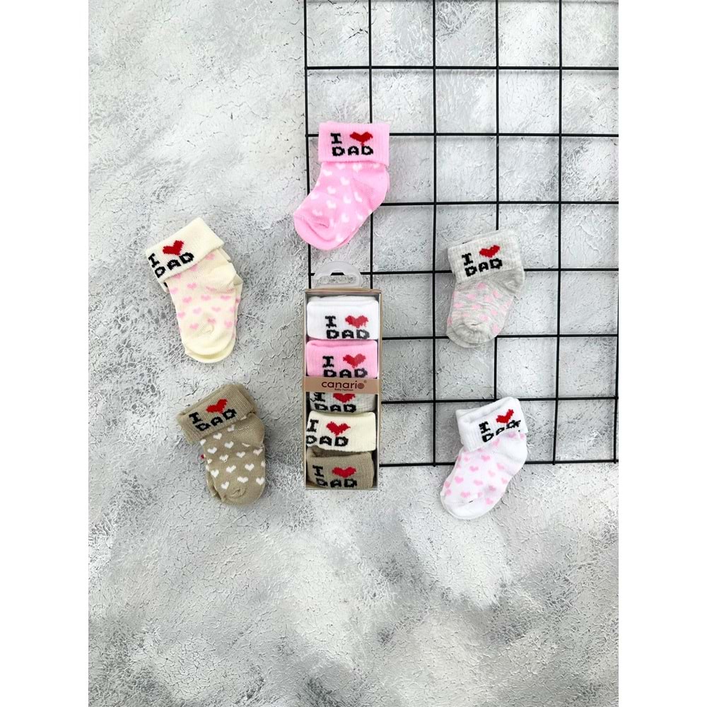 CANARİ I LOVE DAD 5 Lİ ÇORAP SET- 0-6 AY-MAVİ