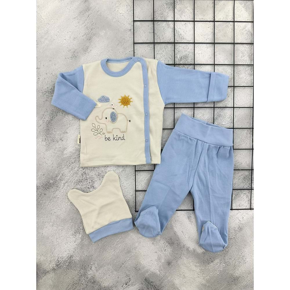 BABYCAN 9472 SÜZENE FİL 3 LÜ ZIBIN TAKIM - MAVİ - 0-3 AY