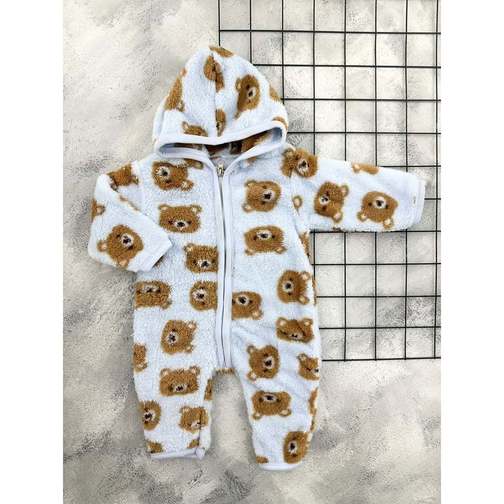 STORYBABY 16035 AYICIK DESEN KAPÜŞONLU WELSOFT TULUM - MAVİ - 6-9 AY