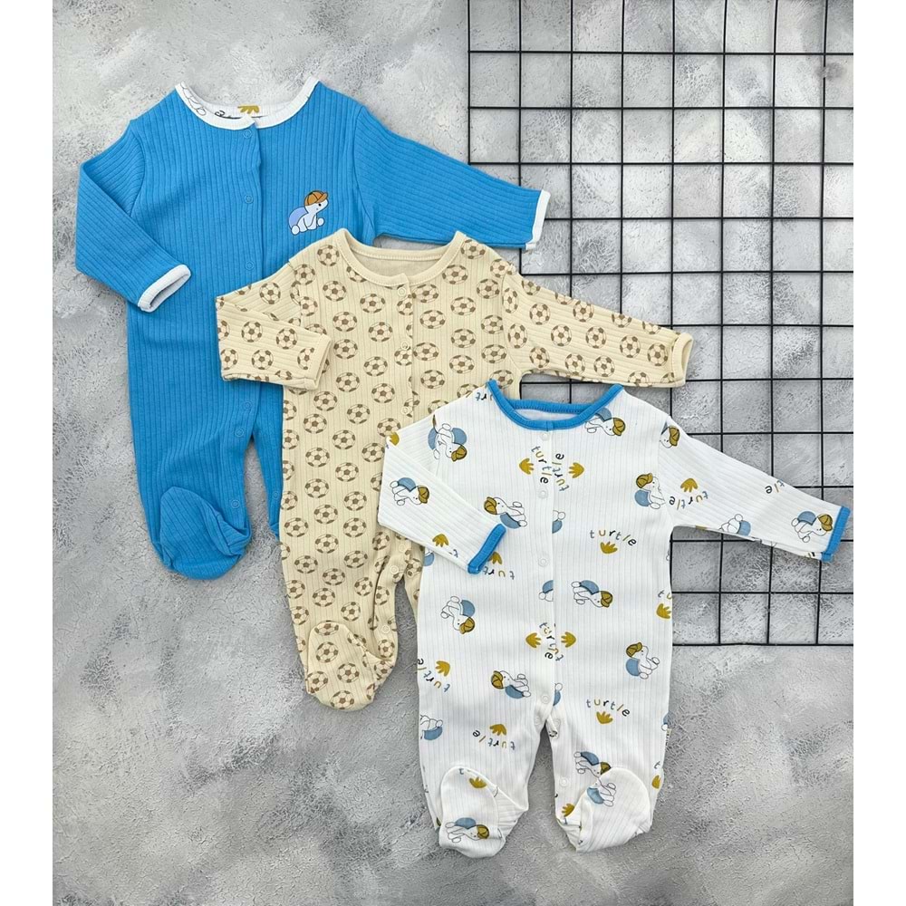 MIDIRIK 907 TURTLE 3LÜ TULUM SET - MAVİ - 0-3 AY