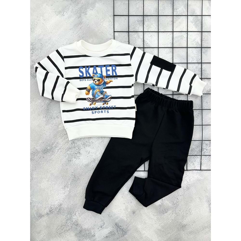 BAMBU 62126 SPORCU AYI BASKILI MEVSİMLİK TAKIM - SİYAH - 1 YAŞ