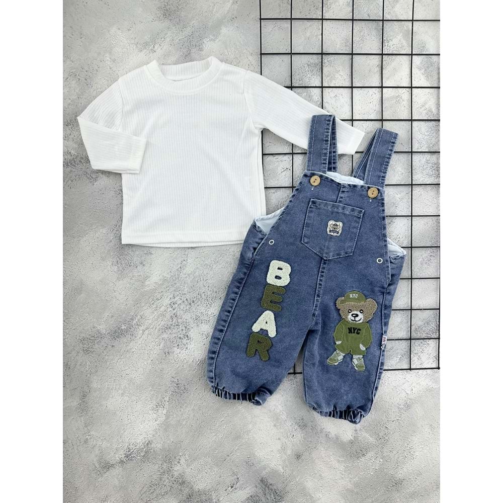 MY KOALA 1821 BEAR PUNCH İŞLEMELİ SLOPET - BEYAZ - 12 AY