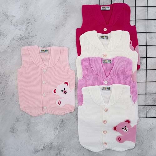 GOGO BİCİ AYILI KIZ TRİKO YELEK