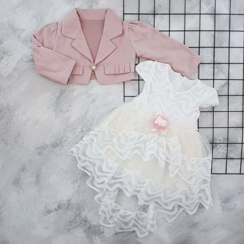 MALİ-KON 1678 SİMLİ KUYRUKLU ELBİSE - KREM