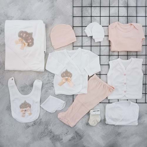 BABY ZUHU 0961 TAÇLI 11 Lİ ZIBIN SET - SOMON