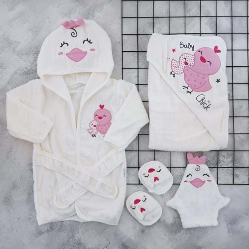 BABY ZUHU CHİCK BORNOZ SETİ - KREM