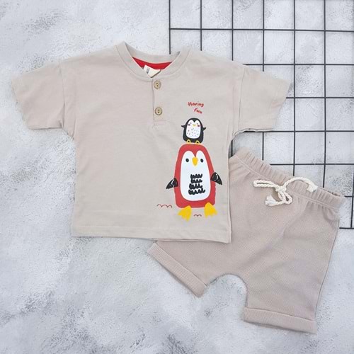 WOW 10613 PENGUEN BASKILI ŞORT TAKIM