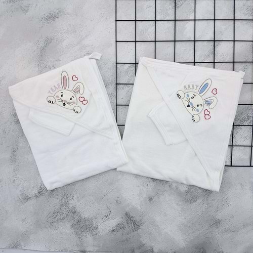 GÜLÜNCE BABY SEVİMLİ TAVŞAN BEBE HAVLU - MAVİ