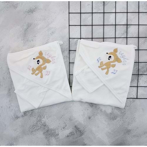 GÜLÜNCE BABY CEYLAN BASKILI BEBE HAVLU - MAVİ