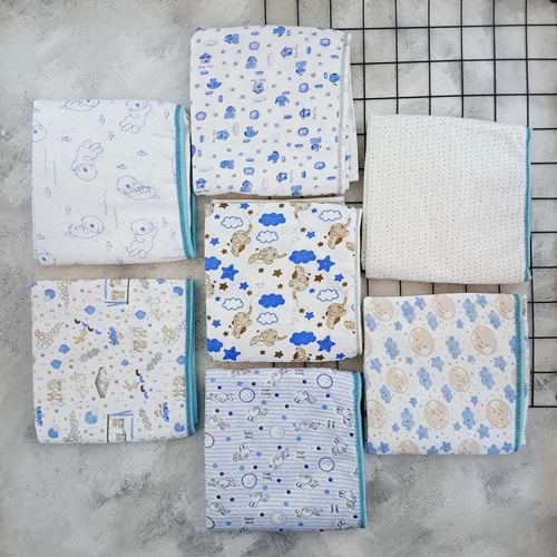 YENTEKS 4260 DESENLİ BEBE KUNDAK 100*100 - MAVİ