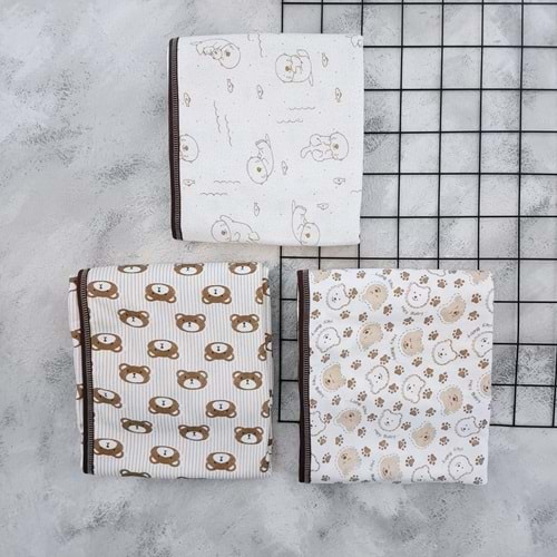 YENTEKS 4260 DESENLİ BEBE KUNDAK 100*100 - KAHVE