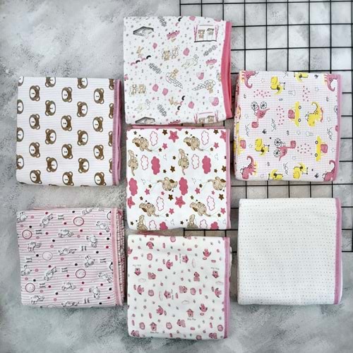 YENTEKS 4260 DESENLİ BEBE KUNDAK 100*100 - PEMBE