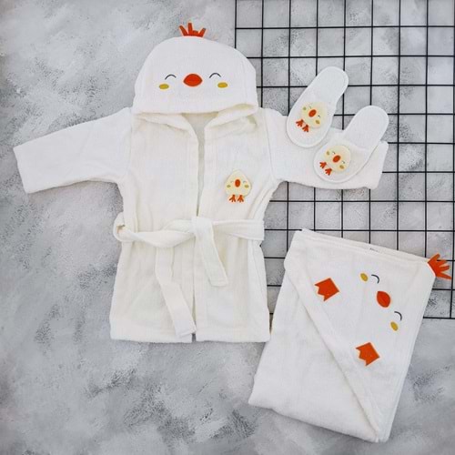 BEBİTOF 30038 CİVCİV BORNOZ SETİ - KREM