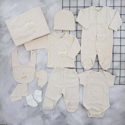 BEBİTOF 10091 AYI DESEN 10 LU ZIBIN SET - BEJ