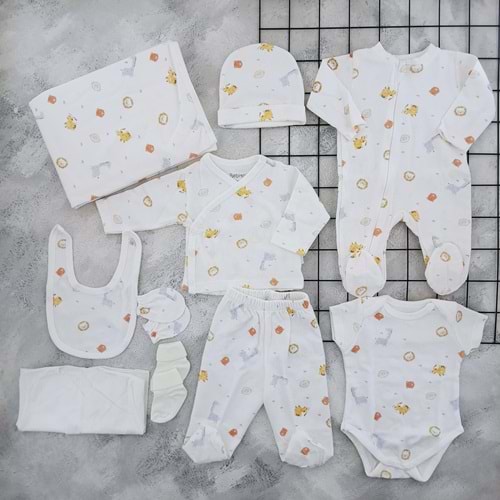 BEBİTOF 10113 PANTER DESEN 10 LU ZIBIN SET - EKRU