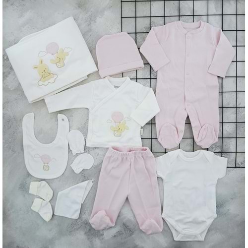 BEBİTOF 10110 BALONLU TAVŞAN DESEN 10 LU BZIBIN SET - PUDRA
