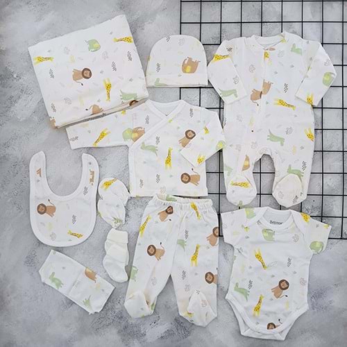 BEBİTOF 10104 ZÜRAFA DESEN 10 LU ZIBIN SET - EKRU