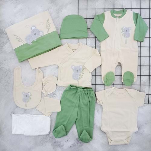 BEBİTOF 10089 KOALA DESEN 10 LU ZIBIN SET - YEŞİL