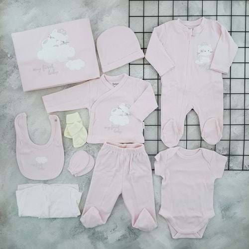 BEBİTOF 10115 TAÇLI KEDİ 10 LU ZIBIN SET - PEMBE