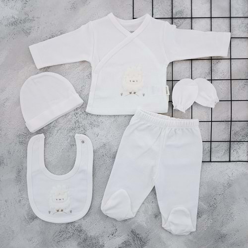 BEBİTOF 20128 KUZUCUK NAKIŞLI 5 Lİ ZIBIN SET - EKRU - 0-3 AY