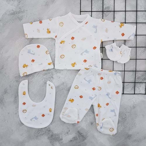 BEBİTOF 20130 PANTER 5 Lİ ZIBIN SET - EKRU - 0-3 AY