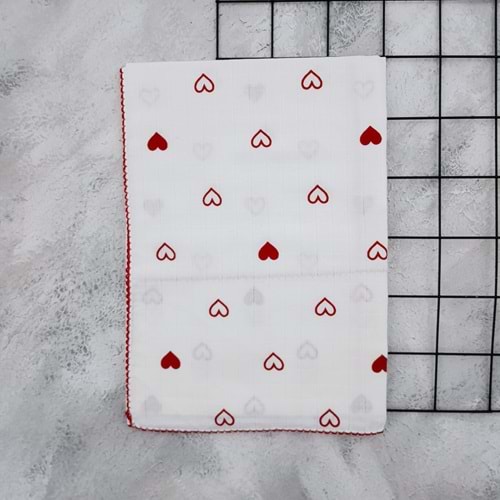 CİX 523 KALPLER MÜSLİN BATTANİYE 80*90 - KIRMIZI