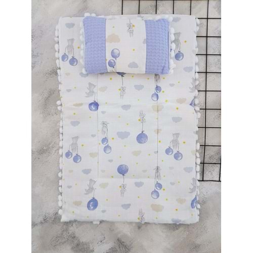 SLEEPY BABY 20245 BALONLU TAVŞAN WAFFLE MÜSLİN ALTAÇMA - MAVİ