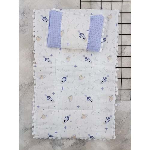 SLEEPY BABY 20245 UZAY WAFFLE MÜSLİN ALTAÇMA - MAVİ