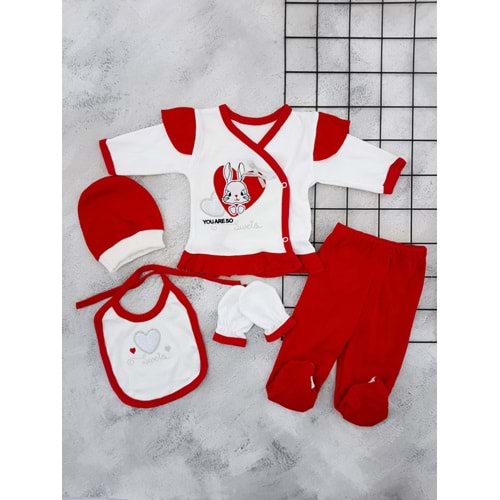 CONCON 5083 KALPLİ TAVŞAN 5 Lİ ZIBIN SET - KIRMIZI