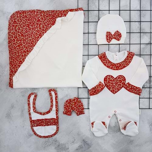COŞAY BABY 25214 LEOPAR KALP 5 Lİ TULUM SET