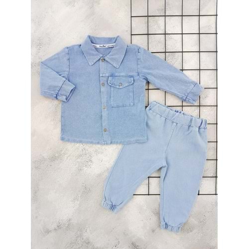 BABY BUU 0259 CEPLİ KOT GÖMLEK TAKIM