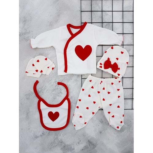COŞAY BABY 25212 KALP NAKIŞLI 5 Lİ ZIBIN SET