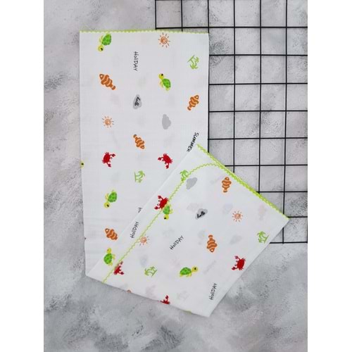 ICON 0034 DENİZ HAYVANLARI MÜSLİN BATTANİYE 80*90 - YEŞİL