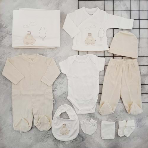 BEBİTOF 10109 BAVULLU ARABA 10 LU ZIBIN SET - BEJ