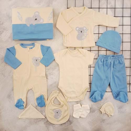 BEBİTOF 10089 KOALA DESEN 10 LU ZIBIN SET - MAVİ